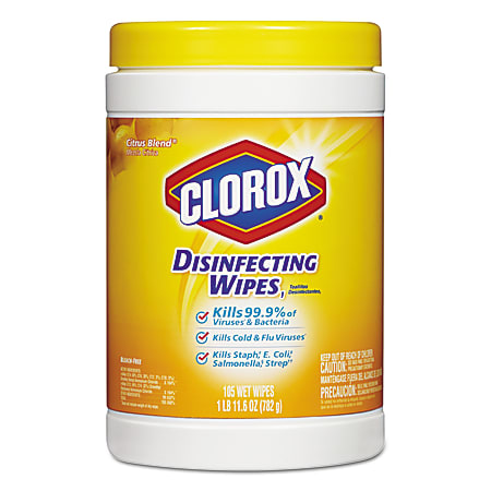 Clorox® Disinfecting Wipes, 7" x 8", Citrus Blend Scent, Canister Of 105