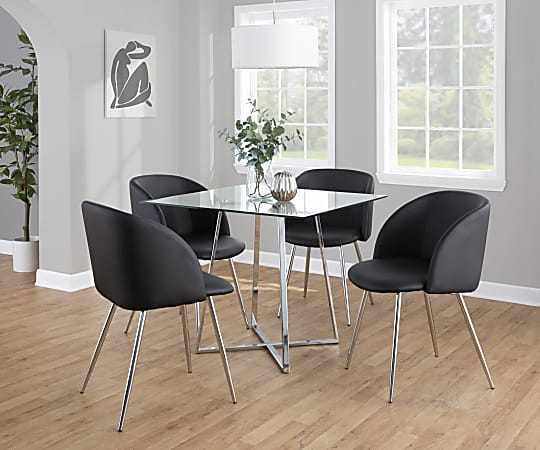 LumiSource Fran Contemporary Chairs, Black/Chrome, Set Of 2 Chairs
