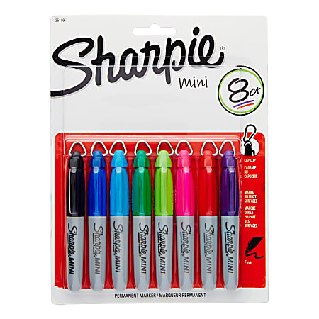 Sharpie® Mini Fine-Point Permanent Markers, Assorted Colors, Pack Of 8