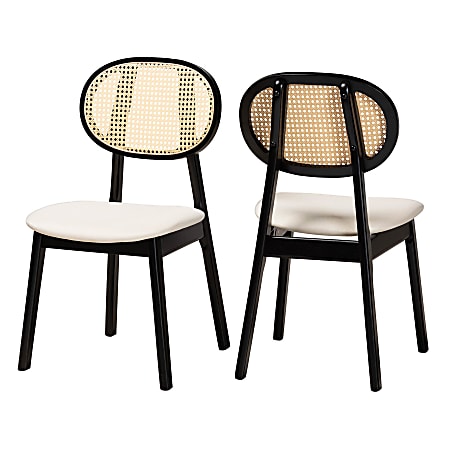 Baxton Studio Darrion 2-Piece Dining Chair Set, Cream/Black
