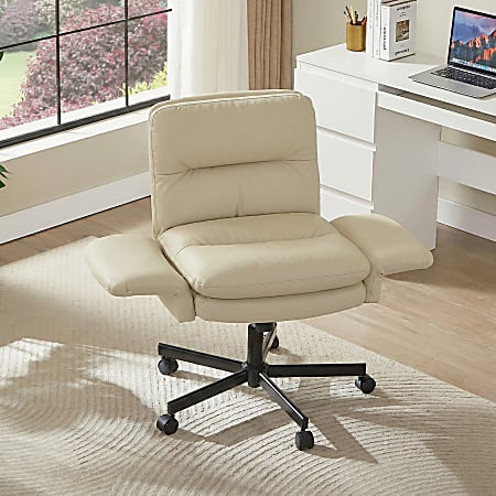 Bestier Mid-Back Ergonomic Executive Office Chair with Scratch-Resistant Upholstery, White, Total Qty 1