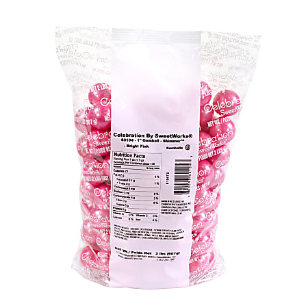 Sweetworks Gumballs, 2-Lb Bag, Bright Pink Shimmer
