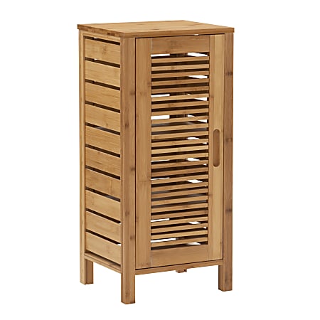 Linon Bullock 13"W Single Door Bamboo Cabinet, Natural