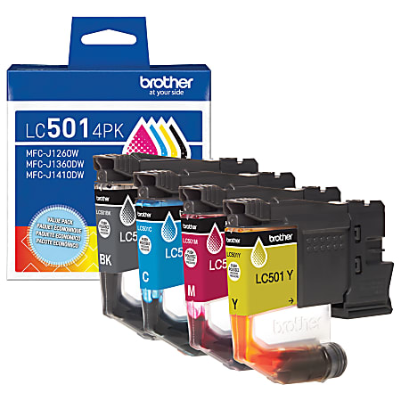 Brother LC5014PK Standard Yield Black, Cyan, Magenta, and Yellow Ink Cartridges, 4 pack