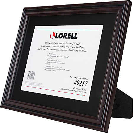 Lorell 2-toned Certificate Frame - 13" x 16" Frame Size - Holds 8.50" x 11" Insert - Rectangle - Desktop - Horizontal, Vertical - Rosewood - 1 Each