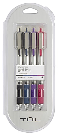 Gray Barrel/Turquoise Ink TUL Retractable Gel Pens Med Point 0.7 mm Lot of 6 
