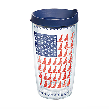 Tervis Project Paws Tumbler With Lid, Dog Flag, 16 Oz, Clear/Navy