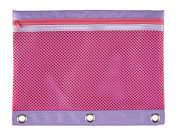 Office Depot Brand 3 Ring Mesh Pencil Pouch 8 x 10 14 Pink