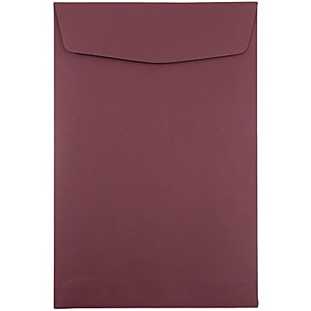 JAM Paper® Open-End 6" x 9" Catalog Envelopes, Gummed Closure Burgundy, Pack Of 10