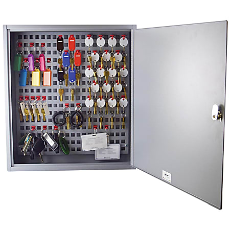 Steelmaster Flex Key Cabinet - 16.5" x 22.6" x 3.8" - Hinged Door(s) - Sturdy, Durable, Scratch Resistant, Chip Resistant, Key Lock, Wall Mountable - Gray - Plastic, Steel - Recycled - Assembly Required