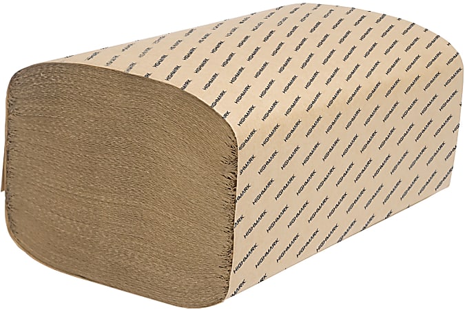 Highmark® Singlefold Paper Towels, 9-1/2" x 9", Natural, 250 Sheets Per Pack, Case Of 16 Packs