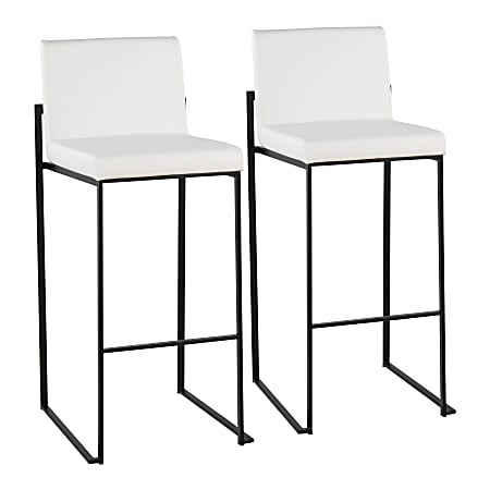 LumiSource Fuji High-Back Bar Stools, White/Black, Set Of 2 Stools