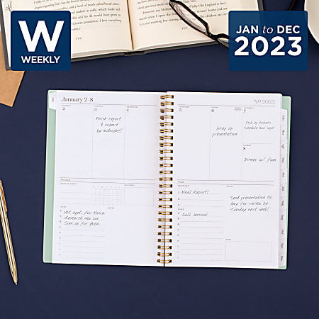 Cambridge WorkStyle 2022 Agenda 52-Week Planner Small Focus W/M Poly Green  