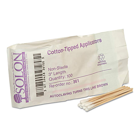 First Aid Only Cotton-Tipped Applicators Refill, 3", Bag Of 100 Applicators
