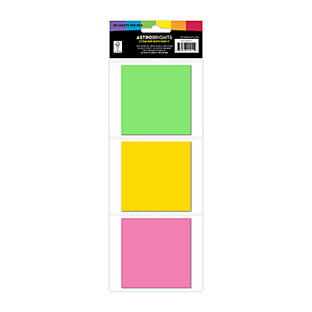 Astrobrights Teacher Notes 3 x 3 Assorted Colors 50 Sheets Per Pack Set Of  3 Packs - Office Depot