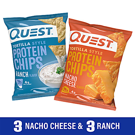 Quest Tortilla-Style Protein Chips Variety Pack, 1.1 Oz Bags, Pack Of 6 Bags