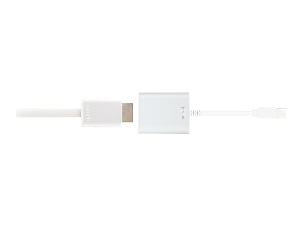 Moshi Mini DisplayPort to HDMI Adapter - 5.50" - First End: 1 x HDMI Male Digital Audio/Video - Second End: 1 x Mini DisplayPort Male Digital Audio/Video - Supports up to 3840 x 2160 - Silver
