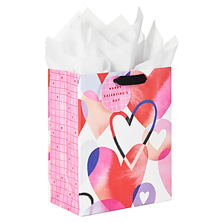 Hallmark 9" Medium Valentine's Day Gift Bag with Gift Tag and Tissue Paper (Watercolor Hearts)
