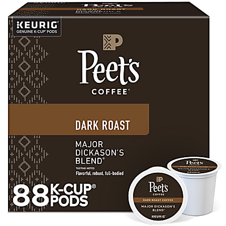 Peet's Coffee Major Dickason's Keurig Single Serve K-Cup Pods, Dark Roast, 22 Pods Per Pack, Case Of 4 Packs
