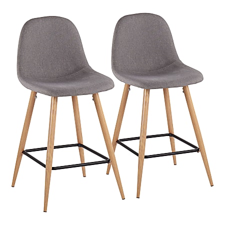 LumiSource Pebble Counter Stools, Natural/Charcoal, Set Of 2 Stools