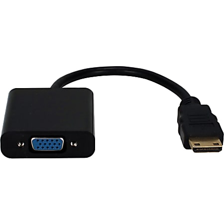 QVS Mini-HDMI to VGA Video Converter - 6" - First End: 1x 15-pin HD-15 - Female - Second End: 1x Mini HDMI Digital Audio/Video - XHDVCMF