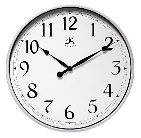 Infinity Instruments Business Round Wall Clock, 18”, Silver