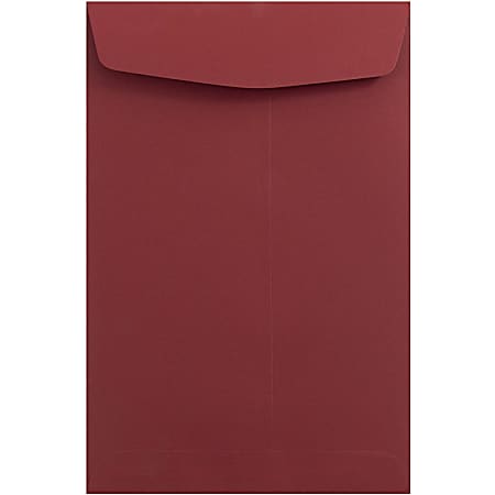JAM Paper® Open-End 6" x 9" Catalog Envelopes, Gummed Closure Dark Red, Pack Of 10