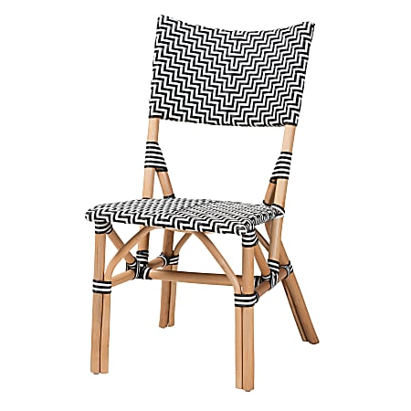 bali & pari Wagner Weaving And Natural Rattan Bistro Accent Chair, Black/White