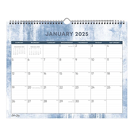 2025 Blue Sky Monthly Wall Calendar, 15" x 12", Seneca Blue, January To December, 148891