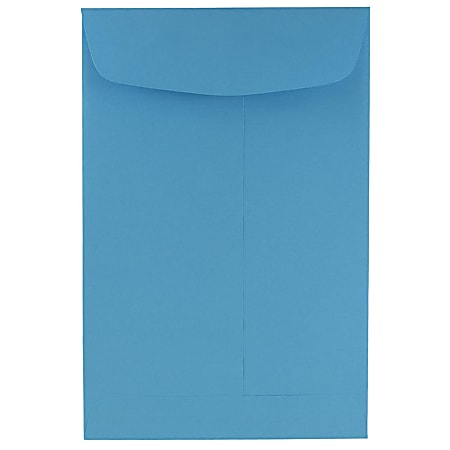 JAM Paper® Open-End 6" x 9" Catalog Envelopes, Gummed Seal, 30% Recycled, Blue, Pack Of 10