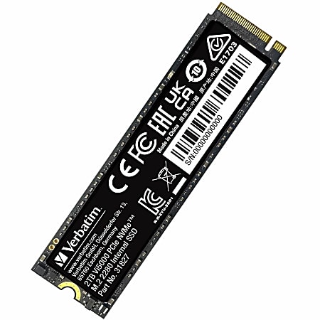 Verbatim 2TB Vi5000 PCIe NVMe M.2 2280 Internal SSD  Notebook, Desktop PC Device Supported  5000 MB/s Maximum Read Transfer Rate  2 Year Warranty
