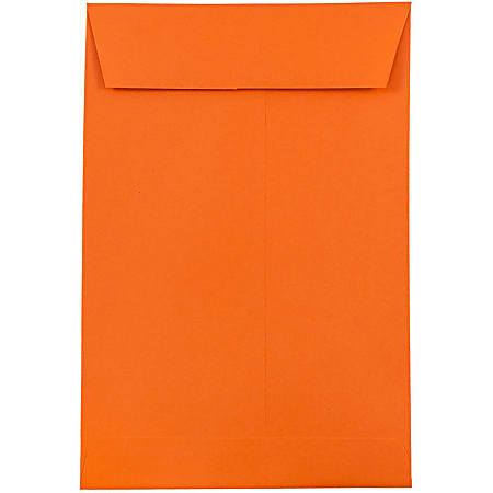 JAM Paper® Open-End 6" x 9" Catalog Envelopes, Gummed Seal, 30% Recycled, Orange, Pack Of 10