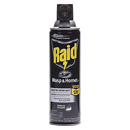 Raid Wasp/Hornet Killer Spray - Spray - Kills Hornet, Wasp, Mud Dauber, Yellow Jacket, Bugs - 14 fl oz - White - 1 Each