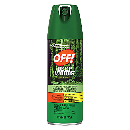OFF! Deep Woods Insect Repellent - Spray - Kills Mosquitoes, Ticks, Black Flies, Sand Flies, Chiggers, Fleas, Gnats - 6 fl oz - Green