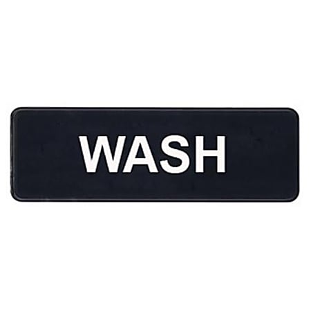 Winco Wash Sign, 9" x 3", Black/White