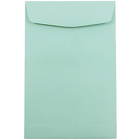 JAM Paper® Open-End 6" x 9" Catalog Envelopes, Gummed Closure Aqua, Pack Of 10