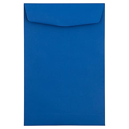 JAM Paper® Open-End 6" x 9" Catalog Envelopes, Gummed Seal, Presidential Blue, Pack Of 10