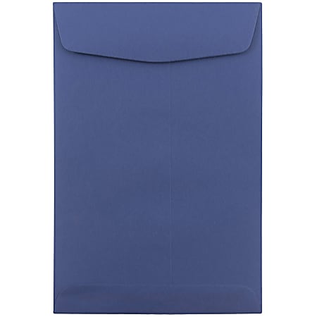 JAM Paper® Open-End 6" x 9" Catalog Envelopes, Gummed Seal, Presidential Blue, Pack Of 10