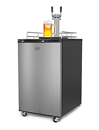Black+Decker Beer Kegerator 6.1 Cu. Ft. Draft Beer Machine And 2-Shelf Fridge, Black