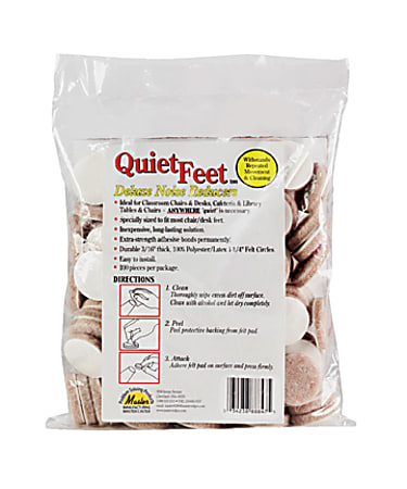 Master Mfg. Co Scratch Guard® Quiet Feet Deluxe Noise Reducers, Self-adhesive - 1-1/4" dia., 3/16" Thick, Self-adhesive, Beige, 100/pk