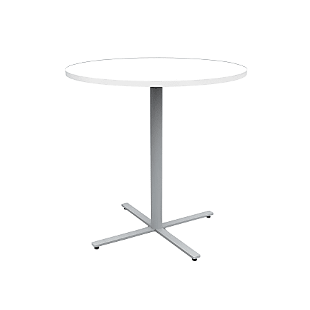 Safco® Jurni Steel And Laminate Round Bistro Table, 42"H x 42"W x 42"D, Designer White/Silver