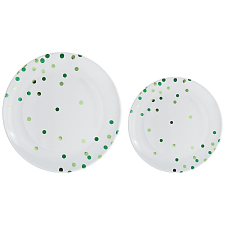 Amscan Round Hot-Stamped Plastic Plates, Green, Pack Of