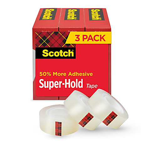 Scotch Super-Hold Tape, 3/4 in x 800 in, Clear, 3/Pack