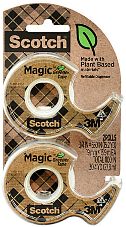 Scotch Magic Greener Tape  0.75 in x 550 in, 2 Dispensers, 2 Rolls/Pack