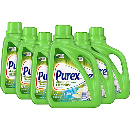 Purex Natural Elements Liquid Detergent - For Clothing - 75 fl oz (2.3 quart) - Linen, Lilies Scent - 6 / Carton - Hypoallergenic - Blue