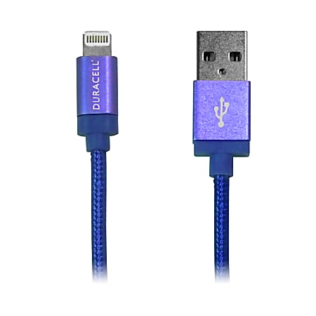 Duracell® Sync-And-Charge Fabric Lightning Cable, 6', Blue