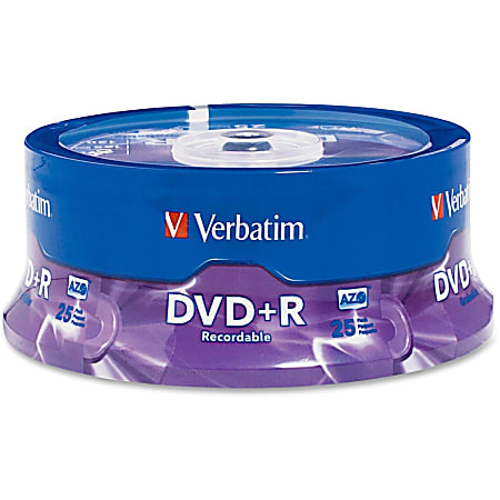 Verbatim AZO DVD+R 4.7GB 16X with Branded Surface - 25pk Spindle - 2 Hour  Maximum Recording Time
