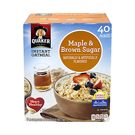 Quaker Instant Oatmeal Packets Maple And Brown Sugar Box Of 40 Packets Office Depot