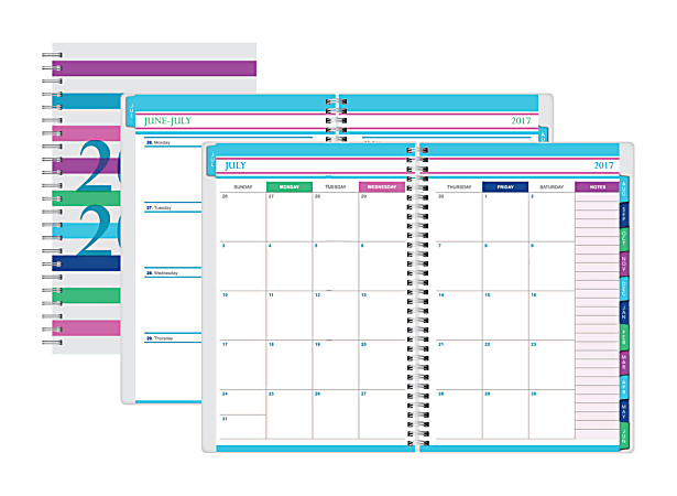Divoga® Nautical Dots Weekly/Monthly Academic Planner, 5" x 8", Stripes, July 2017 to June 2018
