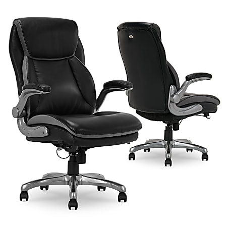 Serta Smart Layers Brinkley Ergonomic Bonded Leather High Back Executive Chair Black Silver